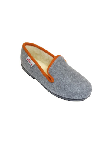 Slipper fieltro gris gris suela de goma
