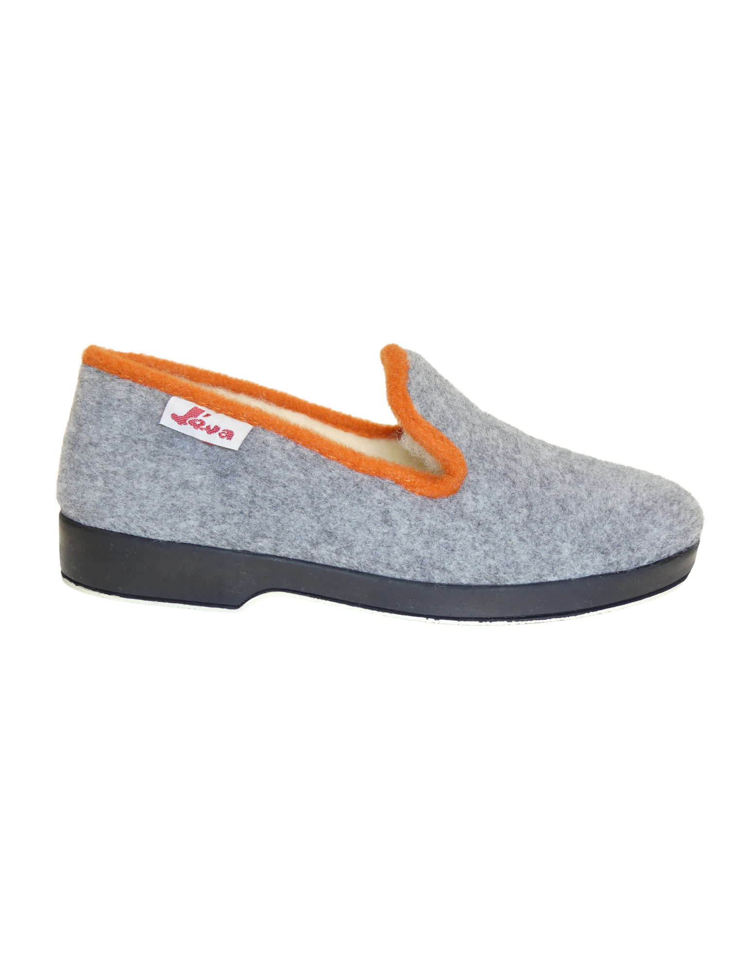 PANTOUFLE UNI GRIS SEMELLE CAOUTCHOUC